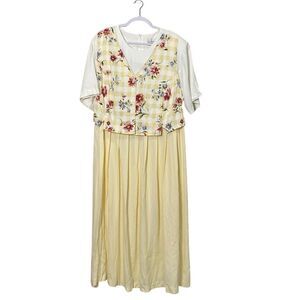 Vintage 90s S.L. Fashions Made In USA Floral Cottagecore Layered Dress Womens 24